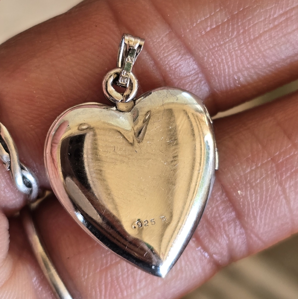 Solid Sterling Silver 925 Heart Mom Engraved Lock… - image 5